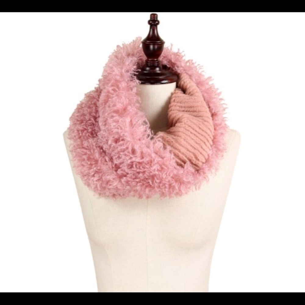 New Pink Soft fuzzy infinity scarf - Picture 3 of 3